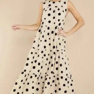 By The River Polka Dot Sleeveless Maxi Dress Sz Large